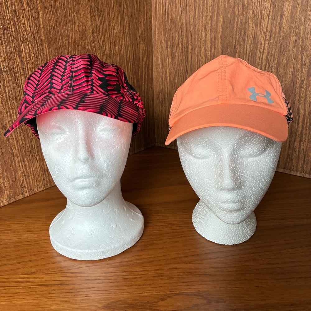 Under Armor Pink and Orange Adjustable Caps